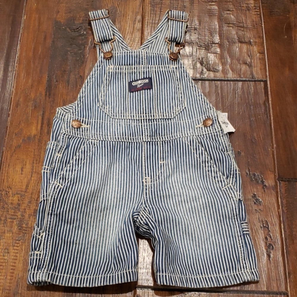 Nwt Oshkosh shortalls railroad stripe  overalls